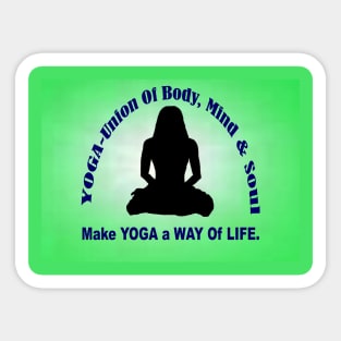 Make YOGA - A Way Of Life - Green Wall Art. Sticker